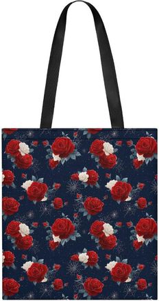 Generic Halloween Roses Spiderwebs Tote Bag for Women Men Shoulder Bags Purses Pouch Handbags