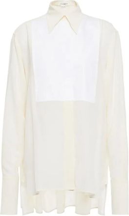 Victoria Beckham Ottoman-Paneled Silk Crepe De Chine Shirt Size M