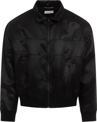 Saint Laurent Zwarte Satijnen Teddyjas - Heren - Zomerjassen - Zwart - M - Satijn - Jassen