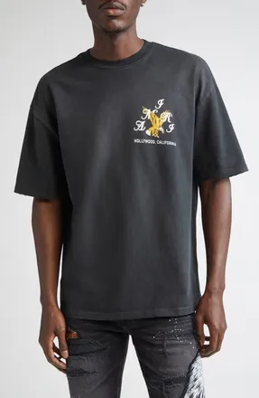 Amiri Eagle Crystal Embellished Oversize Graphic T-Shirt in Black at Nordstrom, Size Xxx-Large