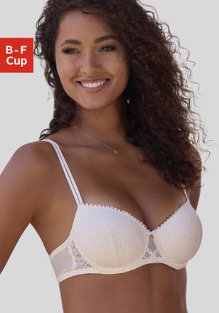 Lascana Schalen-BH LASCANA, Damen, Gr. 70, Cup C, beige (creme), Spitze, Obermaterial: 72% Polyamid, 20% Polyester, 8% Elasthan, BHs Schalen-BH, mit B&uuml;gel aus