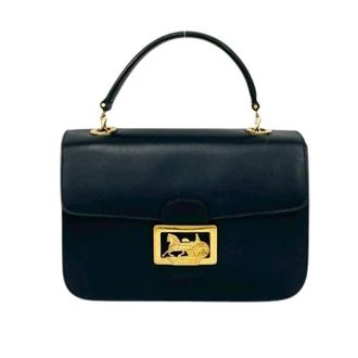 Celine Pre-owned Handbags, female, Blue, Size: ONE SIZE Pre-owned Carriage Logo Calf Leather Handbag