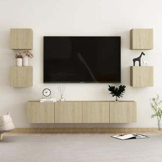 Berkfield Home 6 Piece TV Cabinet Set Sonoma Oak Engineered Wood in Brown