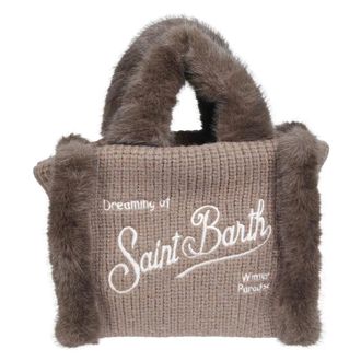 MC2 Saint Barth Vanity Mini Shearling Rib Small Bag met schouderband - Dames - Tassen - Bruin - Maat: ONE Size