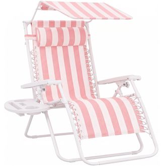 Best Choice Products Folding Zero Gravity Recliner Patio Lounge Chair w/ Canopy Shade, Headrest, Tray