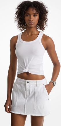 Michael Kors Tie-Front Ribbed Stretch Knit Tank Top
