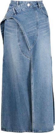 System logo-patch cotton denim skirt - women - Cotton - 34 - Blue