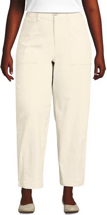 Lands End Plus Size Chino High Rise Barrel Leg Utility Ankle Pants in Ivory Latte at Nordstrom, Size 16W