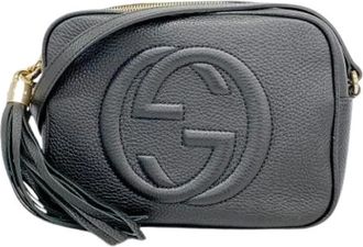Gucci Pre-owned Cross Body Bags, female, Black, Size: ONE SIZE Pre-owned Vintage Leather Cross Body Bag