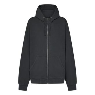 Maison Margiela Black Jumper with Front Zip Closure - male - Maison Margiela - Zip-throughs - Black - XS - Sweatshirts & Hoodies