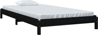 vidaXL Cama Apilable De Madera Pino Maciza Negro 80x200 Cm Vidaxl