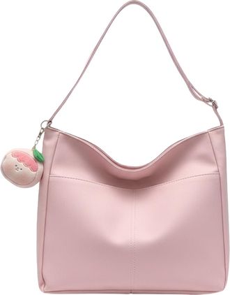 Generic PU Leather Shoulder Bag Large Underarm Bag with Pendant Handbag for Women (Pink)