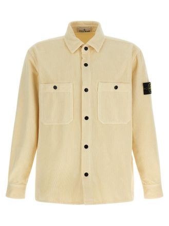 Stone Island Beige Ribbed velvet overshirt