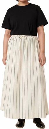 Kowtow Linear Maxi Skirt In Griege Pinstripe