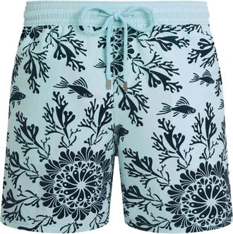 Vilebrequin Moorea Flocked Coral Mandala Zwemshorts - Heren - Strandmode - Blauw - 2XL - Badmode