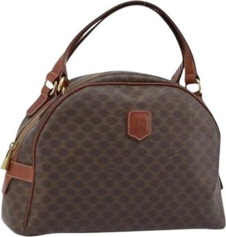 Celine Pre-owned Vintage Macadam Canvas Handtas - Dames - Vintage Handtas - Bruin - ONE Size - Leer - Vintage