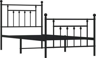 vidaXL Vidaxl - Metal Bed Frame without Mattress with Footboard Black 80x200cm