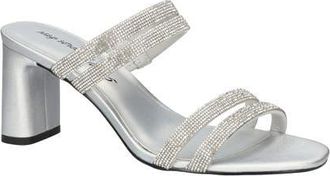 Easy Street Jemma Slide Sandal in Silver Satin Stones at Nordstrom, Size 6.5