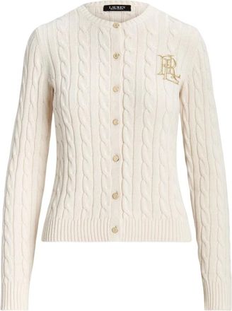 Ralph Lauren Kabel Gebreid Vest - Dames - Vesten - Wit - L - Katoen - Truien & Vesten