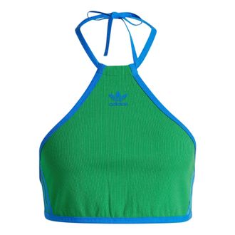 adidas (WMNS) adidas Originals Rib Neck Halter Top Asia Sizing Green Blue JH0613
