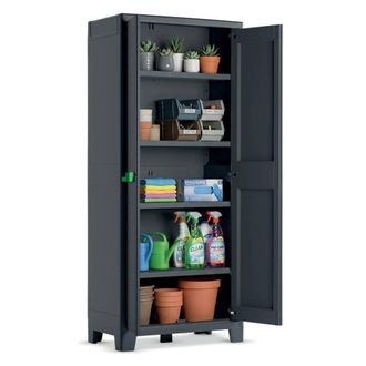 Dmora Dmora - Armario Exterior Markham, Mueble Para Exteriores, Mueble De Jard&iacute;n Multiusos, Contenedor Para Balc&oacute;n O Garaje, Made In Italy, 80x44 H182 Cm, G
