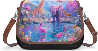 Generic Elephant Giraffe Flamingo Butterfly Small Womens Crossbody Bags Shoulder Handbag with Adjustable Strap for Travel