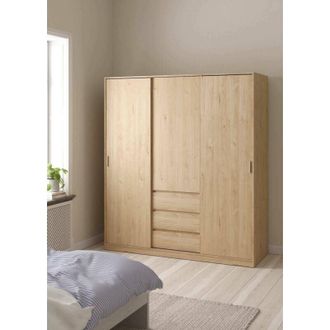 Dmora Dmora - Armario 3 Puertas Mathieu, Muebles De Dormitorio, Vestidor, Armario De Ropa, 177x60 H200 Cm, Roble