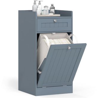 Costway Tilt-Out Laundry Cabinet Bathroom Storage Cabinet with Drawer-Grey