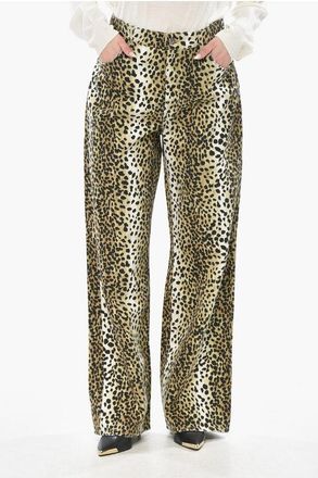 Blumarine Straight-Leg 5-Pocket Trousers with Animal Print size 42