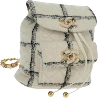 Chanel Pre-owned Nylon Rugzak - Dames - Vintage Rugzakken - Wit - ONE Size - Nylon - Vintage