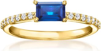 RS Pure by Ross-Simons Lab-Grown Sapphire Ring With. Lab-Grown Diamonds in 18kt Gold Vermeil