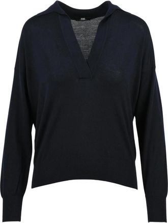 Alpha Studio Polo in maglia - Dames - V-hals truien - Blauw - XL - Wol - Truien & Vesten