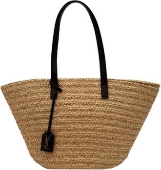 Saint Laurent Pre-owned Tote Bags, female, Beige, Size: ONE SIZE Pre-owned Fabric Shoulder Bag