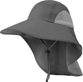 Generic Outdoor UPF 50+ Mesh Sun Hat Wide Brim Fishing Hat with Neck Flap Hiking Bucket Hat for Men Breathable Outdoor Sun Hat for Men with 50+ UPF Cap Wide B