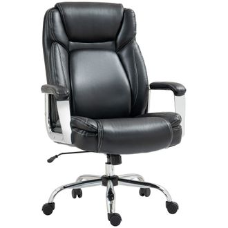 HOMCOM Faux Leather Desk Chair With Adjustable Height - 227kg 500LBS - Black | TJ Hughes