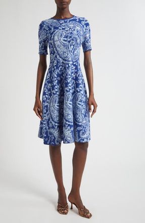 Etro Paisley Jacquard Sweater Dress in Multicolour On Blue Base at Nordstrom, Size 10 Us