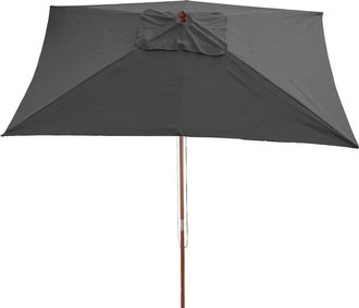 Hhg [nunca Usado] Parasol Florida, Sombrilla De Jard&iacute;n Sombrilla De Mercado, 2x3m Poli&eacute;ster/madera 6kg, Antracita
