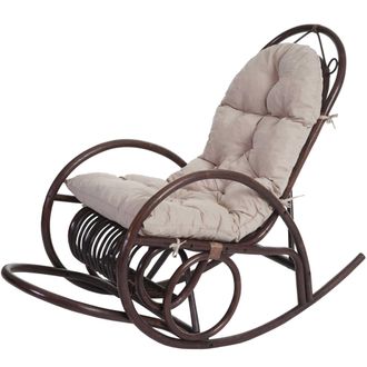 Hhg Hhg - Nunca Usado] Mecedora 648, Sill&oacute;n De Rat&aacute;n, Marr&oacute;n, Coj&iacute;n Crema