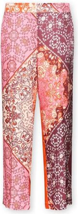 Elena Miro Viscose broek met print - Dames - Straight fit broeken - Veelkleurig - 3XL - Broeken