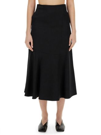 Jil Sander Black Solid Midi Skirt
