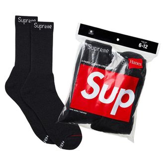 SUPREME Hanes Crew Socks 4pack SP-SS19A26-BK