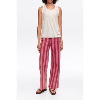 Bimba & Lola Low-Rise 5-Pocket -Striped Denim Trousers in Pink at Nordstrom, Size 42 Eu