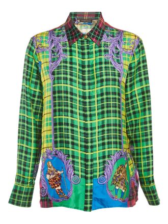 Versace Zijden blouse met tartan ruit - Groen
