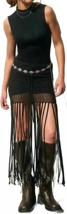 Dress Forum Woodstock Crochet Fringe Hem Skirt In Black