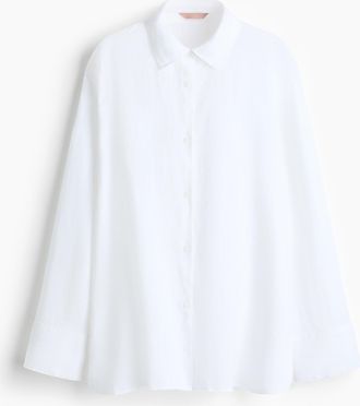 H&M Oversized Bluse aus Leinen - White