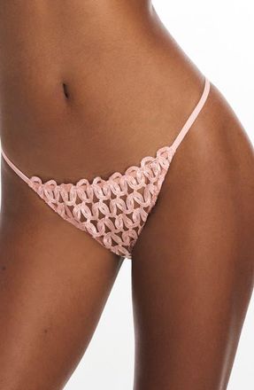 Savage x Fenty Moonkissed Embroidery Thong in Blush Rush Iridescent at Nordstrom, Size X-Small