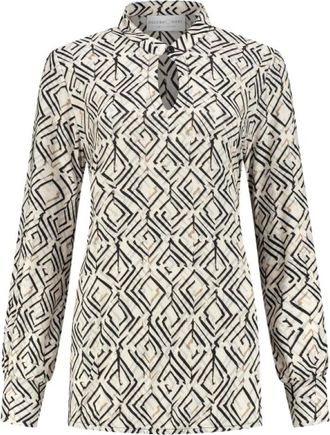 Hart by Helena Hart Gedrukte Top in Gio Sand - Dames - Blouses - Wit - XS - Overhemden