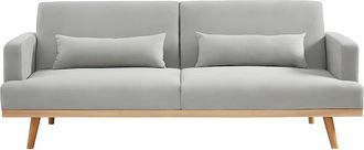 VENTE-UNIQUE.COM Sof&aacute; cama poli&eacute;ster 3 plazas gris claro 216x89cm