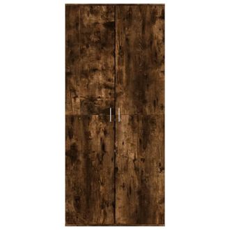 Berkfield Home Shoe Cabinet Smoked Oak 80x39x178 cm Engineered Wood in Brown | Size: 80 x 39 x 178 cm