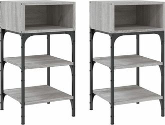 vidaXL Vidaxl - Mesitas noche 2 uds madera ingeniería gris Sonoma 35x34,5x70 cm